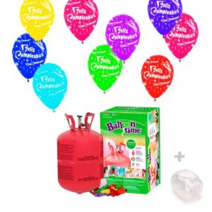 Helio para globos: Bombona Pequeña+ 30 globos Feliz Cumpleaños