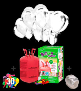 Pack globos Led Blancos 20 y Helio pequeño