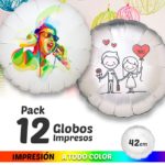 12 Globos de Helio Redondos Personalizados A Todo Color 42cm 1 cara